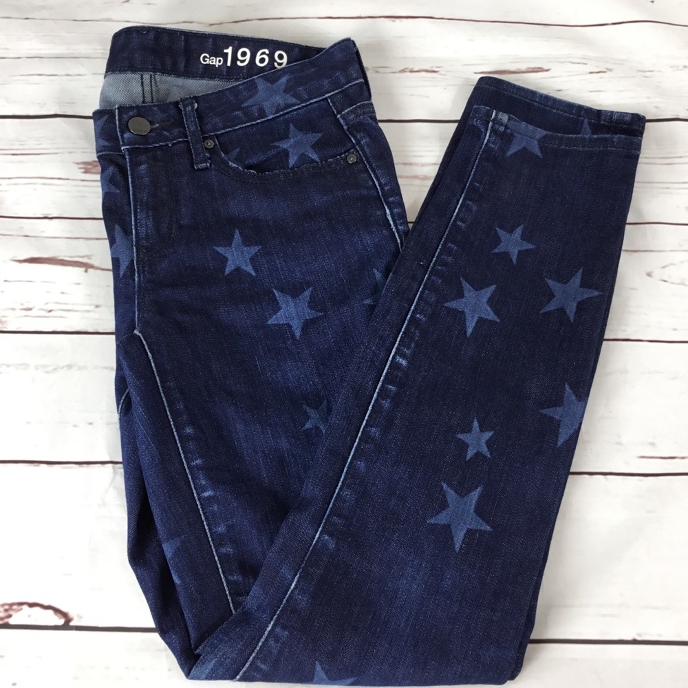 GAP Star Print Holiday Jeans 4th‎ of July Always Skinny 24r.